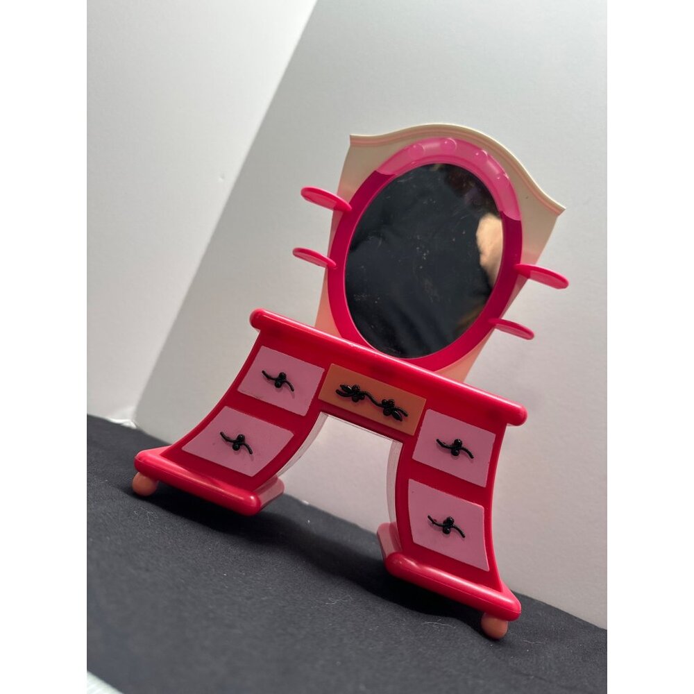 Mattel Barbie Pink Vanity with Mirror For Dollhouses Moving Top Draw